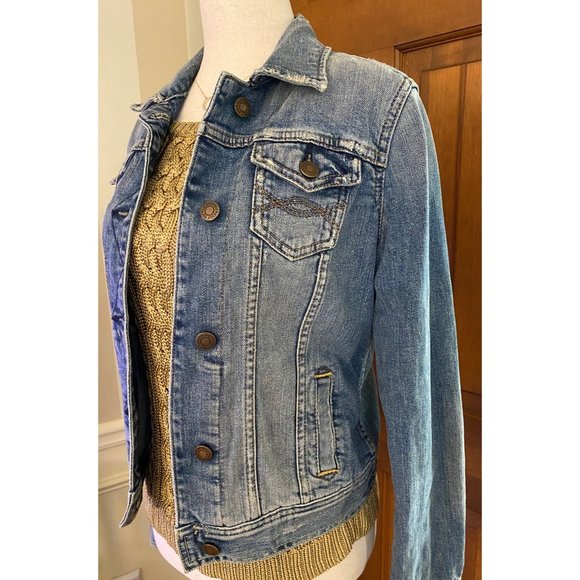 VTG Abercrombie & Fitch‎ Slim Fit Denim Jacket Women Small Med Wash Button Up - Picture 2 of 16